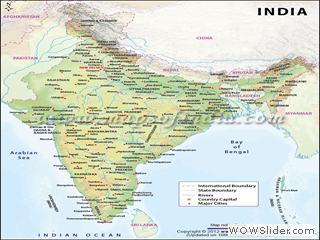 Mapa físico de la India
